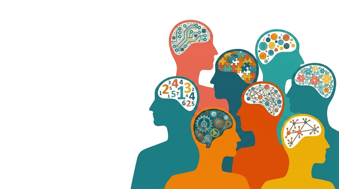 Colorful illustration of diverse human profiles representing neurodiversity